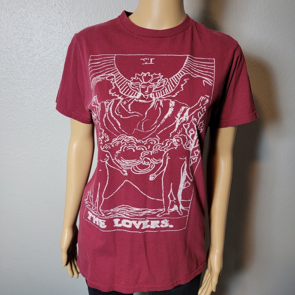 Unisex Size Medium Earthbound The Lovers Tarot Graphic Tshirt Cardinal Red